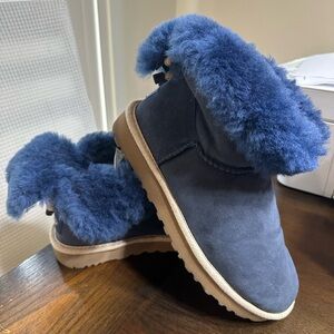 UGG Navy Suede Shearling Boots